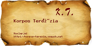 Korpos Terézia névjegykártya